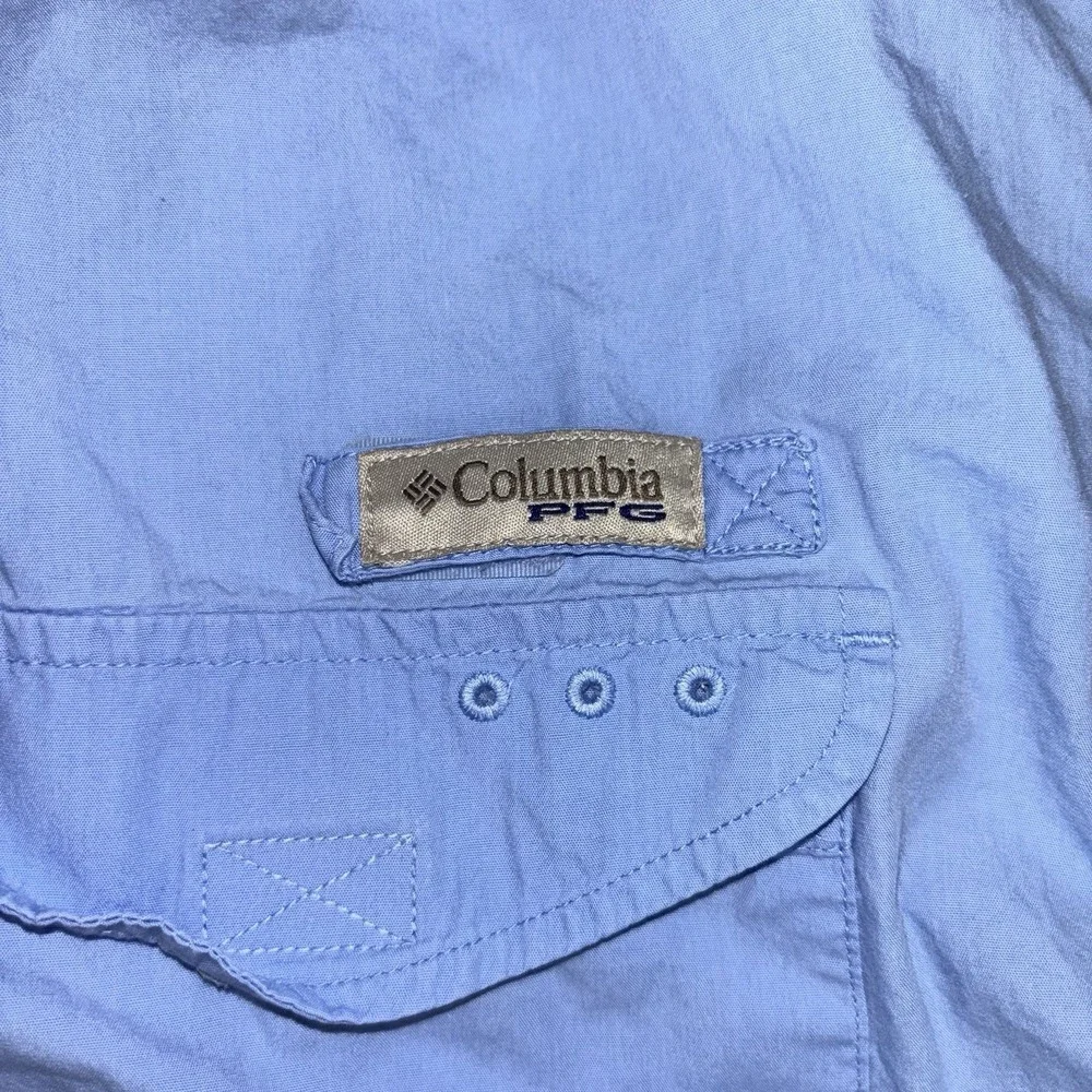 Columbia PFG Shirt Men's XL Light Blue Short Sleeve Fishing‎ Outdoor Button Down